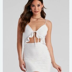 Windsor White Cut-Out Eyelet Dress Size S